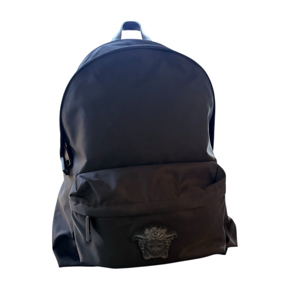 NWT Retail $1450 Versace La Medusa Palazzo Large Nylon Unisex Black Backpack - Picture 3 of 17